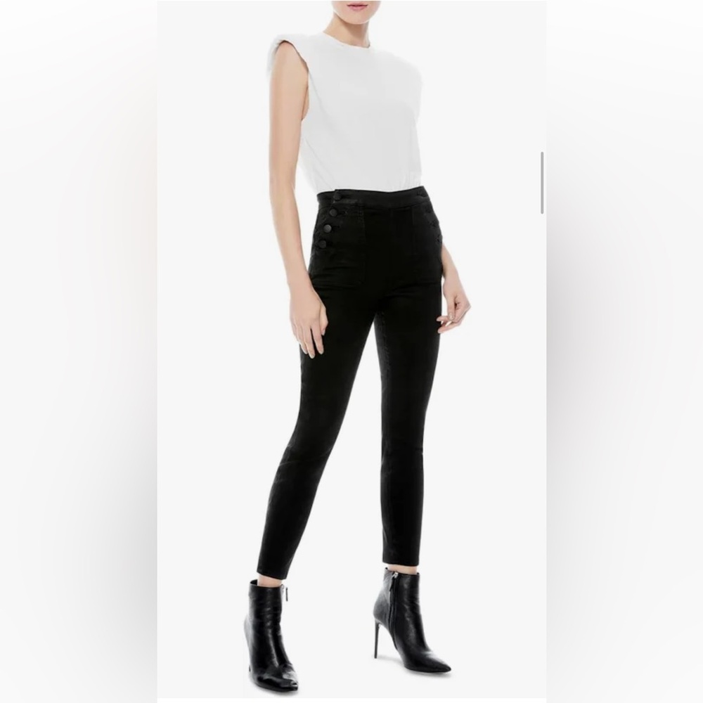 Alice + olivia donald coated high rise black skinny jean size 27